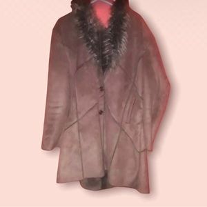 Women's Excelled Collection Brown Faux Fur Buttoned Coat Brown SIZE: XL